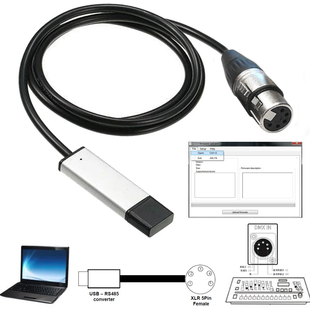 FTDI USB RS485 XLR 5P DMX-контроллер, обновление прошивки, инструменты для обновления, кабельный адаптер
FTDI USB RS485 XLR 5P DMX-контроллер, обновление прошивки, инструменты для обновления, кабельный адаптер