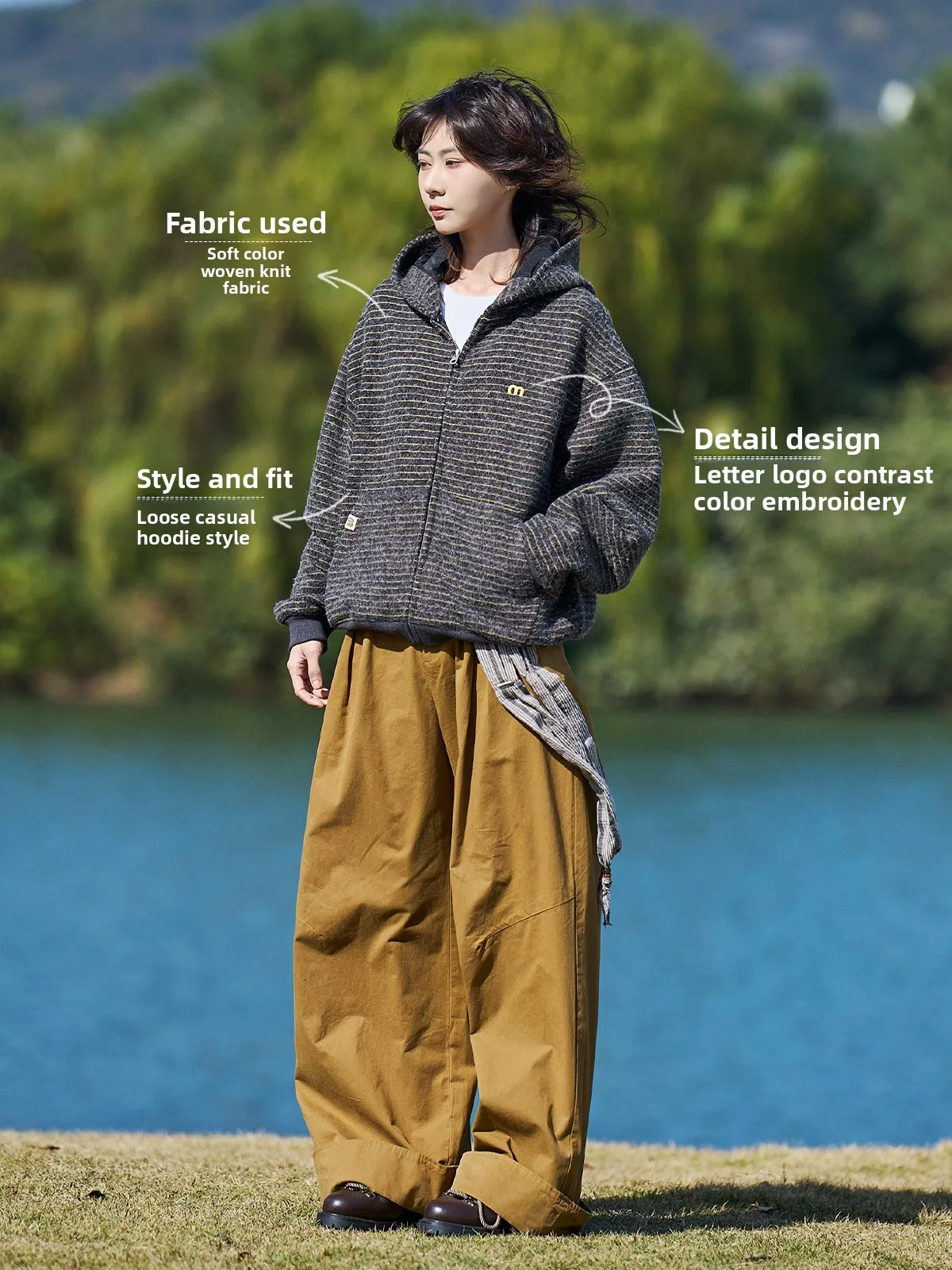 Maood Loose ex Hoodie Zipper Cardigan Striped Pattern Worksite Inspired Spring Collection Breathable Casual Outerwear
Maood Loose ex Hoodie Zipper Cardigan Striped Pattern Worksite Inspired Spring Collection Breathable Casual Outerwear