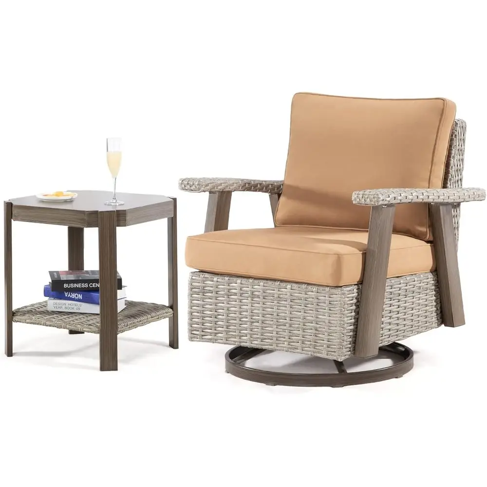 2-Piece Outdoor Wicker Patio Furniture Set with 360° Swivel Rocking Chairs and Cushions (Grey/Camel)
2-Piece Outdoor Wicker Patio Furniture Set with 360° Swivel Rocking Chairs and Cushions (Grey/Camel)