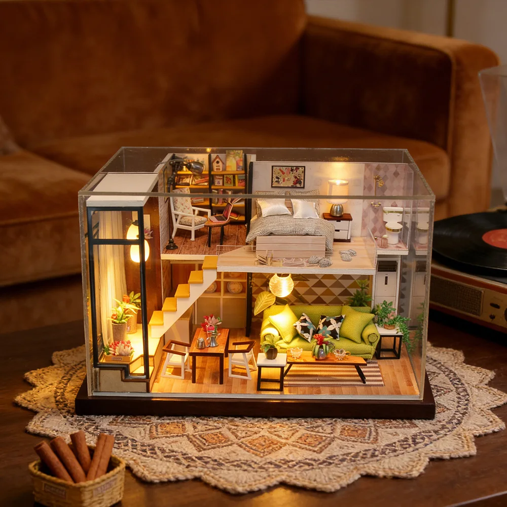 DIY Wooden Mini Dollhouse Kit, 3D Stereo House Building Model, Handmade Assembly Miniature Loft Villa With LED Light
DIY Wooden Mini Dollhouse Kit, 3D Stereo House Building Model, Handmade Assembly Miniature Loft Villa With LED Light