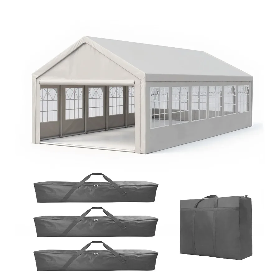 Outdoor party tent for weddings and BBQs: 20'x40' commercial gazebo canopy with removable sidewalls, heavy-duty polyethylene fa
Outdoor party tent for weddings and BBQs: 20'x40' commercial gazebo canopy with removable sidewalls, heavy-duty polyethylene fa