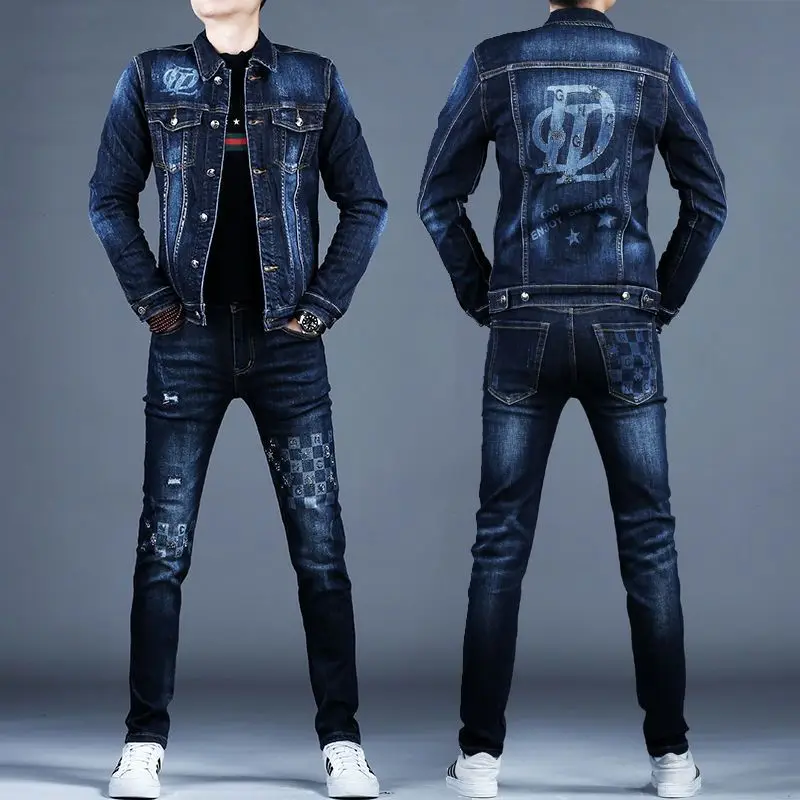 Spring Autumn Men's Slim Fit Denim Jaet And Pants Set Faionable Casual Wear ort Sve Seven Sve Long Collar Coat
Spring Autumn Men's Slim Fit Denim Jaet And Pants Set Faionable Casual Wear ort Sve Seven Sve Long Collar Coat