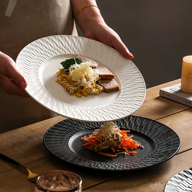 13 Inch Ceramic Western Steak Plate Black and White Main Course Dinner Plate Frosted Ceramic Fruit Dessert Dish Kitchen Cutlery
13 Inch Ceramic Western Steak Plate Black and White Main Course Dinner Plate Frosted Ceramic Fruit Dessert Dish Kitchen Cutlery