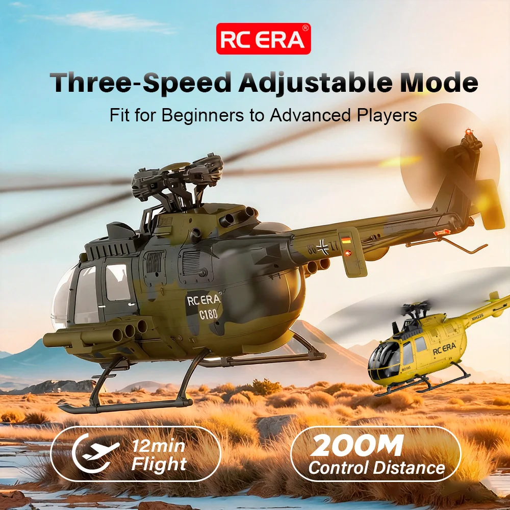 RC ERA C180 Helicopter 1/25 6CH Brushless BO-105 Model Aircraft One-Key Inverted Height Control Optical Flow Positioning Plane
RC ERA C180 Helicopter 1/25 6CH Brushless BO-105 Model Aircraft One-Key Inverted Height Control Optical Flow Positioning Plane