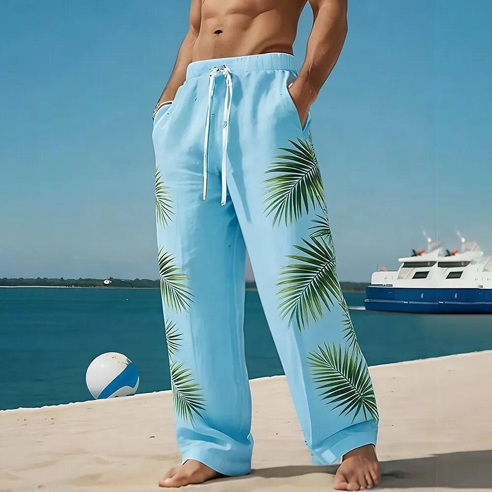 Men's Tropical Palm Leaf 3D Print Casual Pants, Baggy Mid Waist, Elastic Drawstring, Hawaiian Beach Vacation Wear
Men's Tropical Palm Leaf 3D Print Casual Pants, Baggy Mid Waist, Elastic Drawstring, Hawaiian Beach Vacation Wear