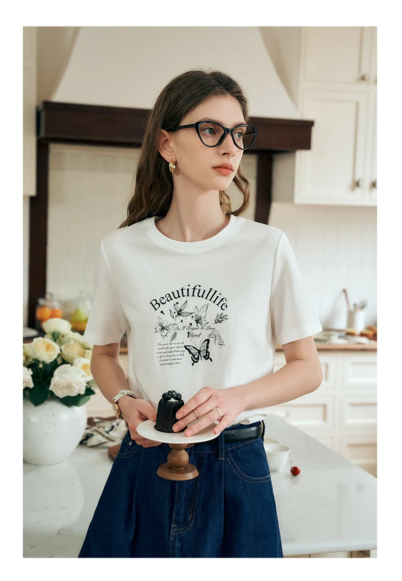 OLrain Pure Cotton T-shirt Women 2025 Summer Loose Office Lady O-Neck Short Sleeve Print Knitted Cozy Female Tees O24XT90596
OLrain Pure Cotton T-shirt Women 2025 Summer Loose Office Lady O-Neck Short Sleeve Print Knitted Cozy Female Tees O24XT90596