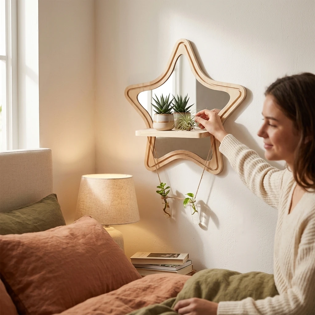 Acrylic Star Mirror Wall Hanging Planter with Wooden-Base Home Decor
Acrylic Star Mirror Wall Hanging Planter with Wooden-Base Home Decor