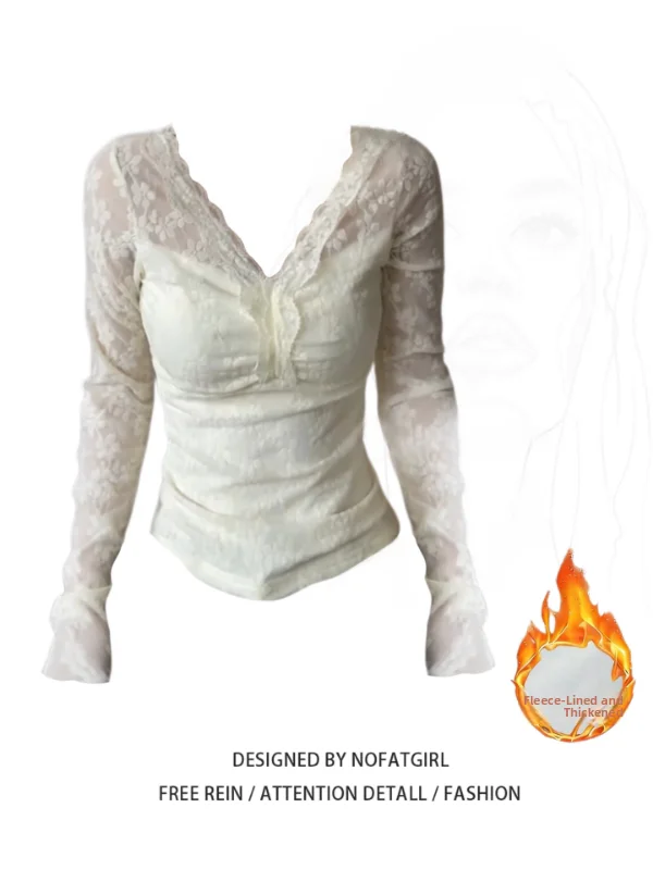 plus Size Women's Fce Lined Thiened Pure Desire Lace V-ne Base irt Long Sve Hollow out Top for Autumn Winter Slim...
plus Size Women's Fce Lined Thiened Pure Desire Lace V-ne Base irt Long Sve Hollow out Top for Autumn Winter Slim...