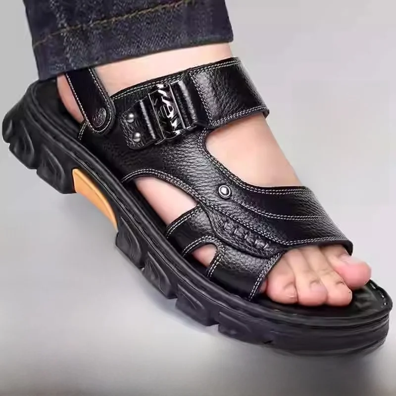 Men's Summer New Leather Sandals Beach Shoes Anti-slip Two-use Outdoor Slippers Casual Daily Wear Breathable Flat Heel Sandals
Men's Summer New Leather Sandals Beach Shoes Anti-slip Two-use Outdoor Slippers Casual Daily Wear Breathable Flat Heel Sandals