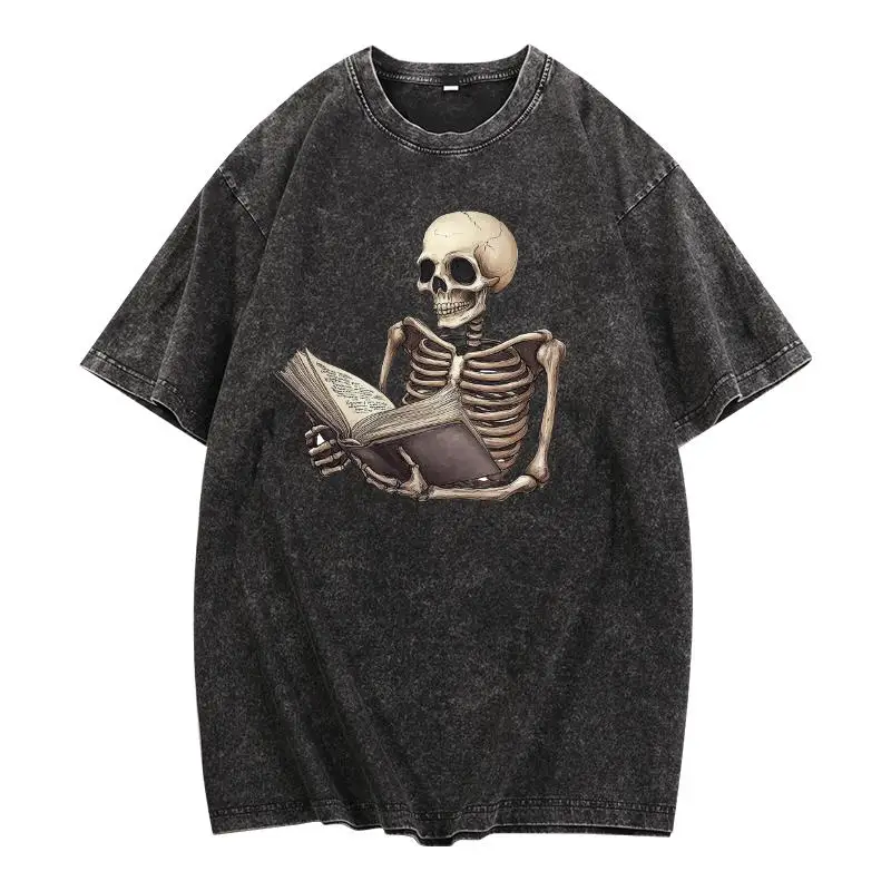 Creative Skull T-shirt | Reading Skeleton Print Top | Dark Grunge Art Graphic Tee | Vintage Streetwear Short Sleeve Shirt Men
Creative Skull T-shirt | Reading Skeleton Print Top | Dark Grunge Art Graphic Tee | Vintage Streetwear Short Sleeve Shirt Men