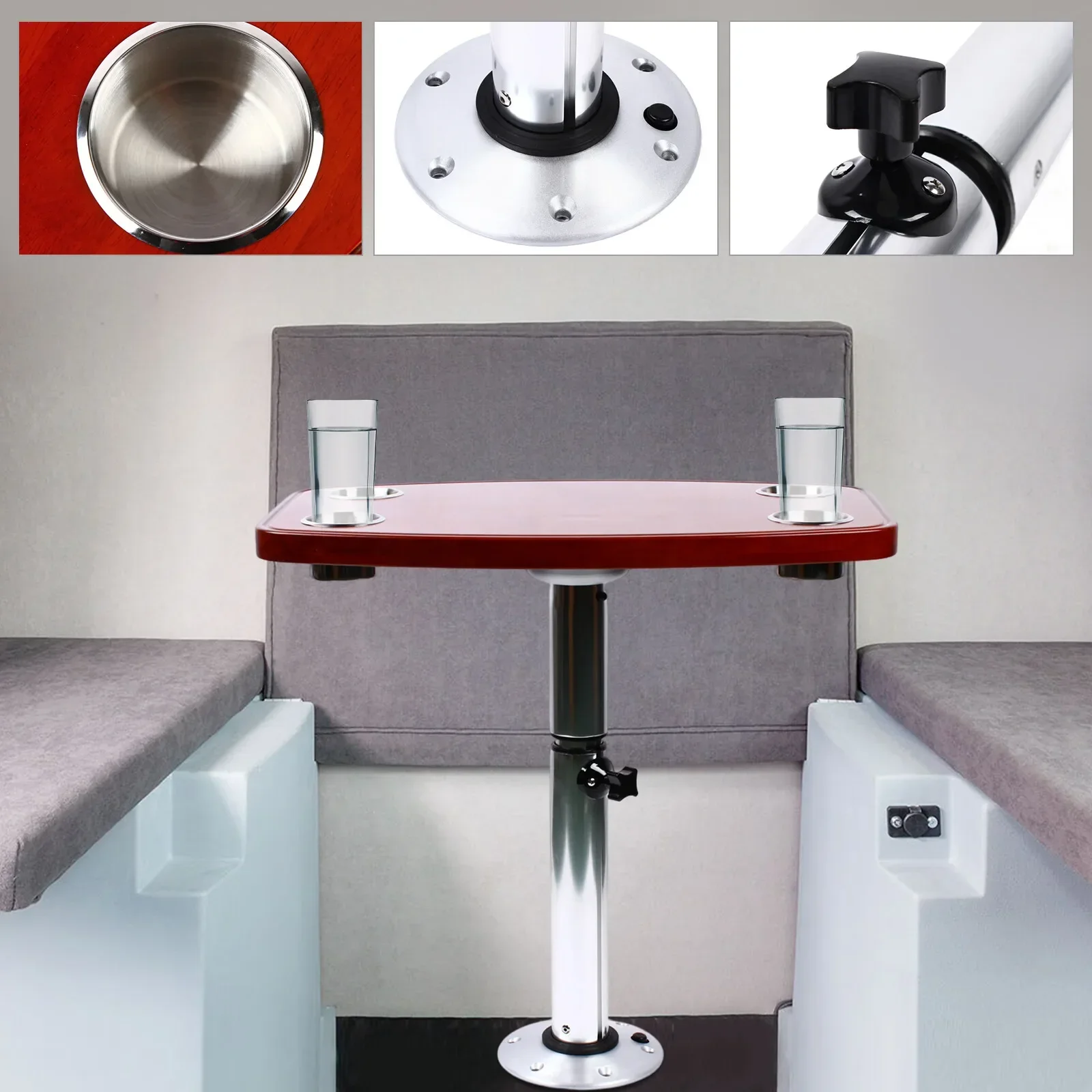 Scalable RV stand table with height adjustment and 4 cup slots for strong support, suitable for all RVs
Scalable RV stand table with height adjustment and 4 cup slots for strong support, suitable for all RVs