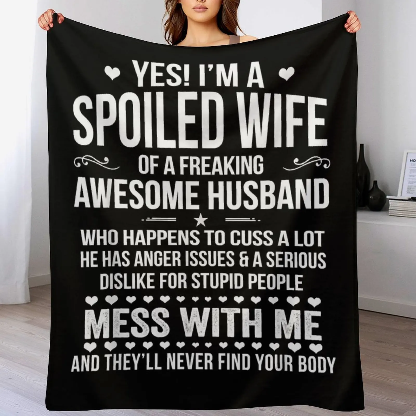 Yes I'm A Spoiled Wife Of An Awesome Freaking Husband T-Shirt Throw Blanket Fuzzy Plush Throw Blanket for Sofa Chair
Yes I'm A Spoiled Wife Of An Awesome Freaking Husband T-Shirt Throw Blanket Fuzzy Plush Throw Blanket for Sofa Chair