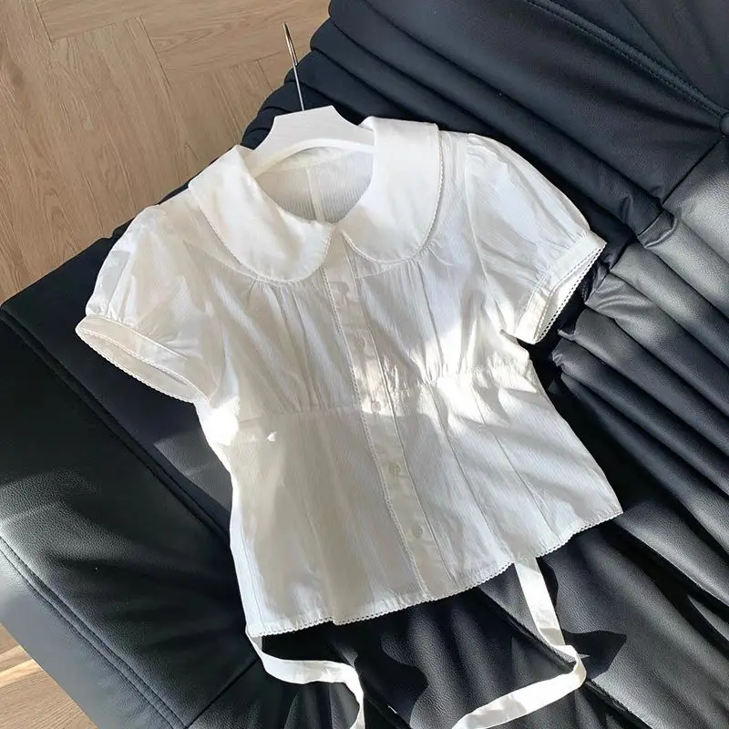 Women Shirts & Blouses French Sweet White Lace Up Doll Collar Shirt Camisas De Mujer Casual Top Blusas
Women Shirts & Blouses French Sweet White Lace Up Doll Collar Shirt Camisas De Mujer Casual Top Blusas