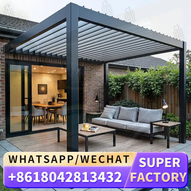China Outdoor Aluminum Pergola and Gazebos with Glass Sliding Doors and LED Light Electric Roof for Garden Patio Backyard pergol
China Outdoor Aluminum Pergola and Gazebos with Glass Sliding Doors and LED Light Electric Roof for Garden Patio Backyard pergol