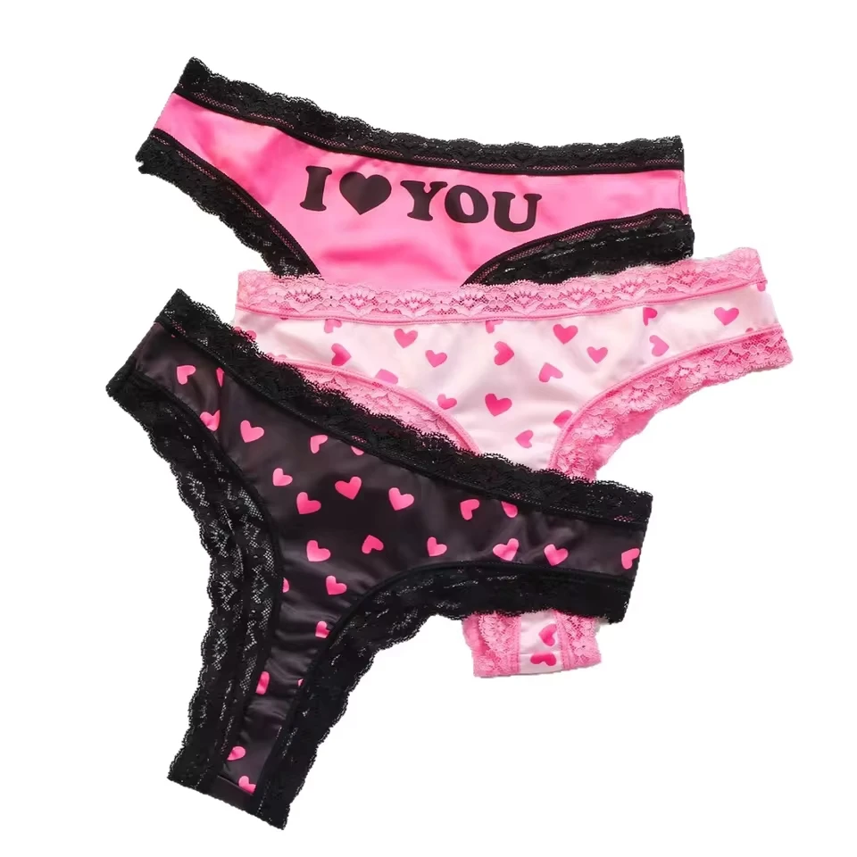 3pcs Women's Briefs Heart Love Pattern Thong Panties Milk Silk Material Low Rise Lace Lingerie Comfort Cotton Gusset Underwear
3pcs Women's Briefs Heart Love Pattern Thong Panties Milk Silk Material Low Rise Lace Lingerie Comfort Cotton Gusset Underwear