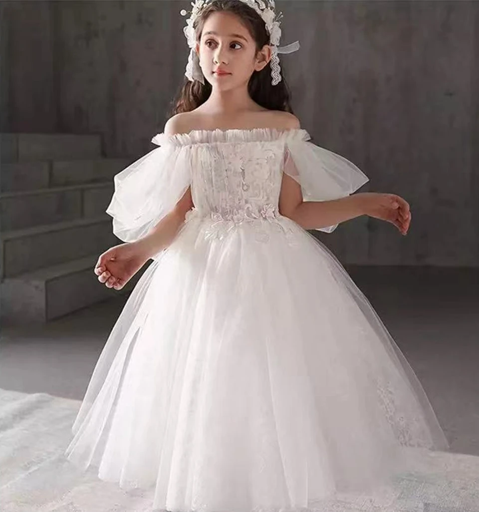 White Flower Girl Dress Tulle Puffy Appliques Off Shoulder For Wedding Birthday Party Pageant First Communion Ball Gowns Dress
White Flower Girl Dress Tulle Puffy Appliques Off Shoulder For Wedding Birthday Party Pageant First Communion Ball Gowns Dress