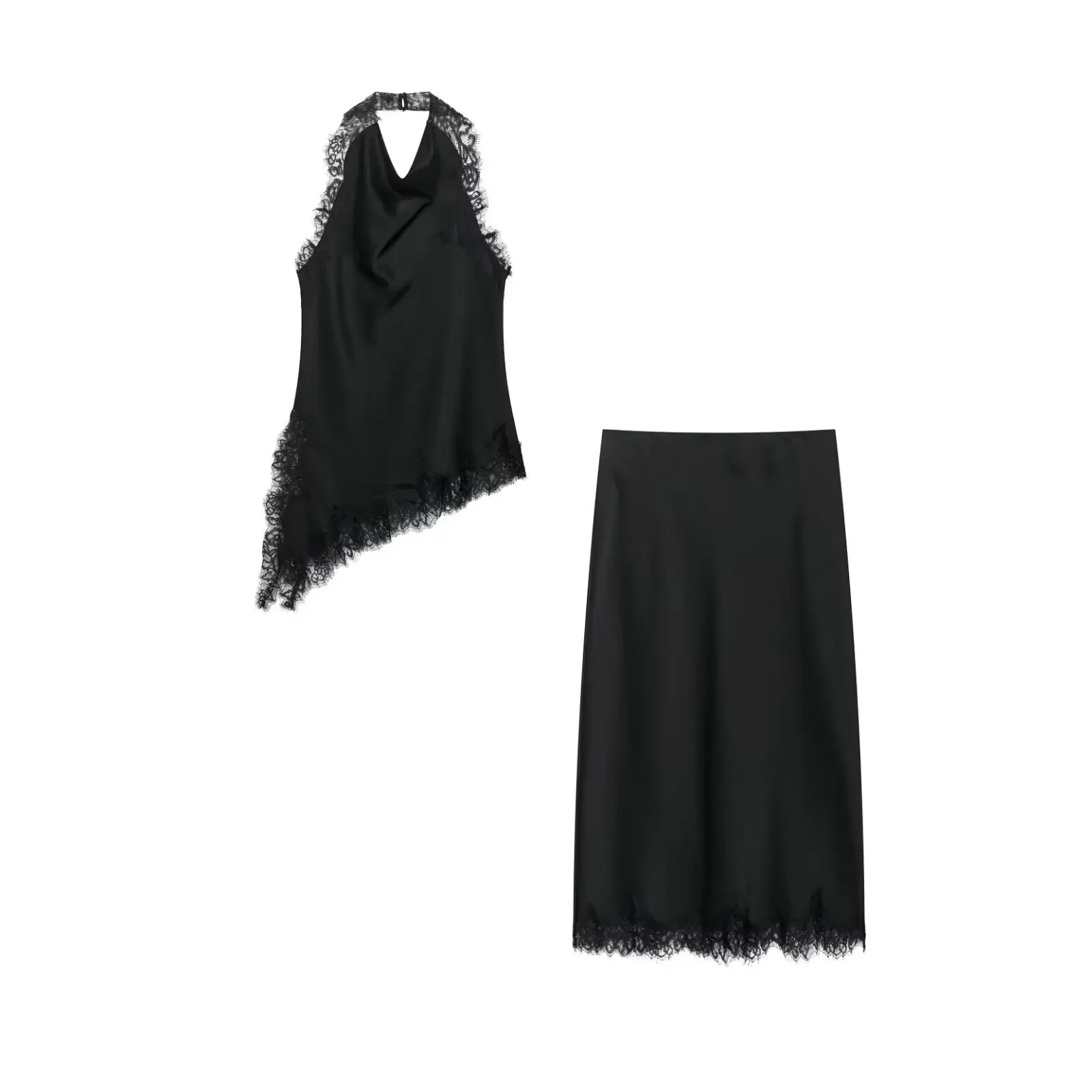 New Fashion Sleeveless Top Long Skirts 2-Piece Set Summer Women's Set Lace Strapless Top High-Waisted Skirt Outfit
New Fashion Sleeveless Top Long Skirts 2-Piece Set Summer Women's Set Lace Strapless Top High-Waisted Skirt Outfit