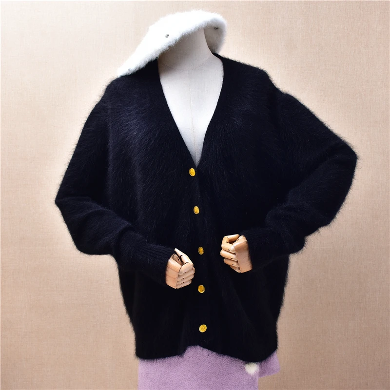 Ladies Women Autumn Winter Fashion Black Hairy Mink Cashmere Knitted V-Neck Long Sleeves Loose Cardigans Angora Fur Sweater Coat
Ladies Women Autumn Winter Fashion Black Hairy Mink Cashmere Knitted V-Neck Long Sleeves Loose Cardigans Angora Fur Sweater Coat