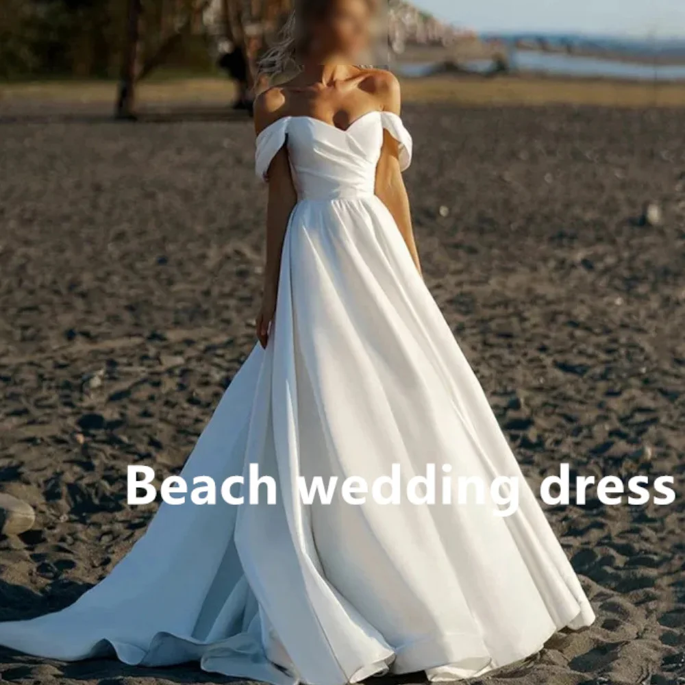 Beach Customized Satin Wedding Dress A Line Off The Shoulder Bride Dresses Off The Shoulder Backless Wedding Party Dress 2024
Beach Customized Satin Wedding Dress A Line Off The Shoulder Bride Dresses Off The Shoulder Backless Wedding Party Dress 2024
