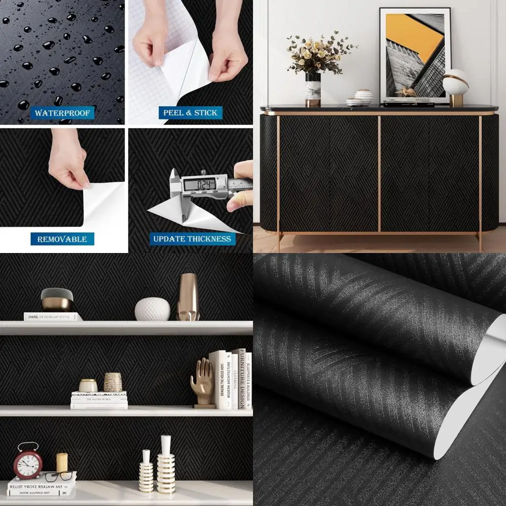 Водонепроницаемые черные геометрические обои 24 x 39 дюймов – самоклеящиеся для кухонных шкафов и стен ванной комнаты
Водонепроницаемые черные геометрические обои 24 x 39 дюймов – самоклеящиеся для кухонных шкафов и стен ванной комнаты