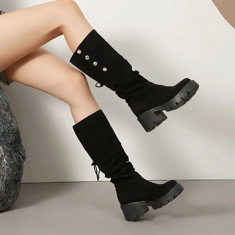 ORCHA LISA Leisure Women's Knee High Boots Round Toe 6cm Block Heel Platform Metal Decor Black Apricot Brown Big Size 43 US12
ORCHA LISA Leisure Women's Knee High Boots Round Toe 6cm Block Heel Platform Metal Decor Black Apricot Brown Big Size 43 US12