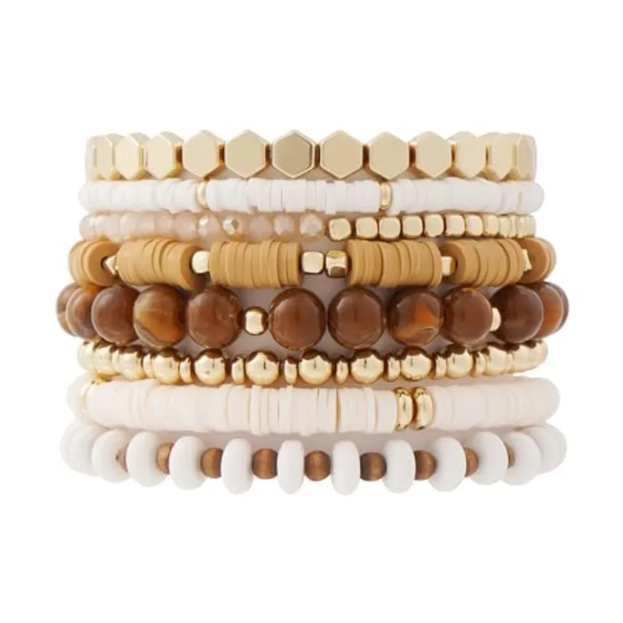GOOJIDS Surfer Heishi Clay Bead Bracelets for Women Bohemian Stackable Gold Plated Beaded Stretch Bracelets Elastic Layering Fr
GOOJIDS Surfer Heishi Clay Bead Bracelets for Women Bohemian Stackable Gold Plated Beaded Stretch Bracelets Elastic Layering Fr