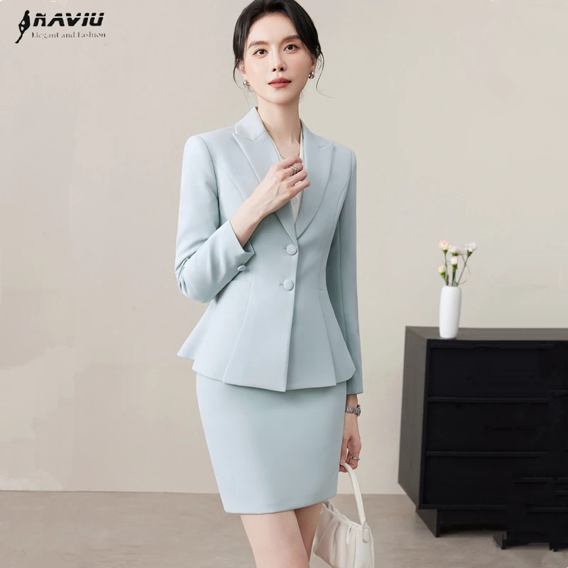 Профессиональный зеленый костюм NAVIU для женщин, весенний новый элегантный комплект с однобортным приталенным пиджаком и юбкой, офисная одежда для деловых женщин.
Профессиональный зеленый костюм NAVIU для женщин, весенний новый элегантный комплект с однобортным приталенным пиджаком и юбкой, офисная одежда для деловых женщин.