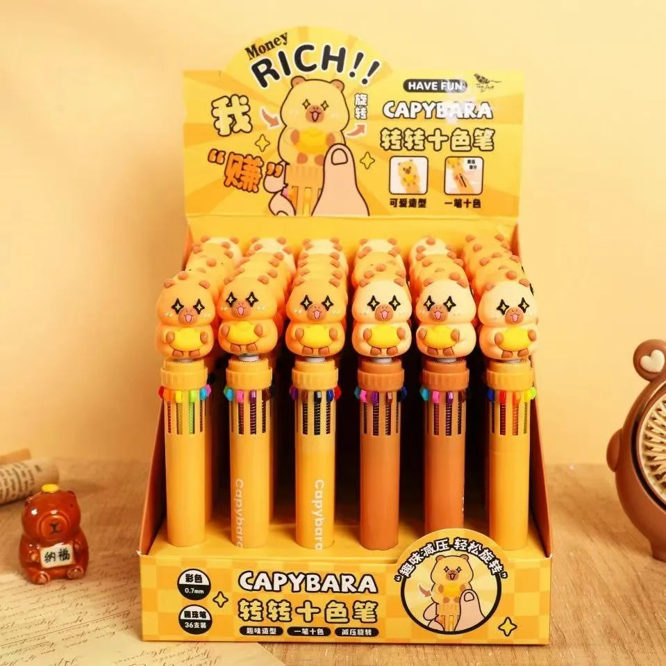 Cute Capybara 36Pcs 10 Color Ballpoint Pen Cartoon Set Capibala Creative Modeling 0.5Mm Multicolor Pen Students Learn Stationery
Cute Capybara 36Pcs 10 Color Ballpoint Pen Cartoon Set Capibala Creative Modeling 0.5Mm Multicolor Pen Students Learn Stationery