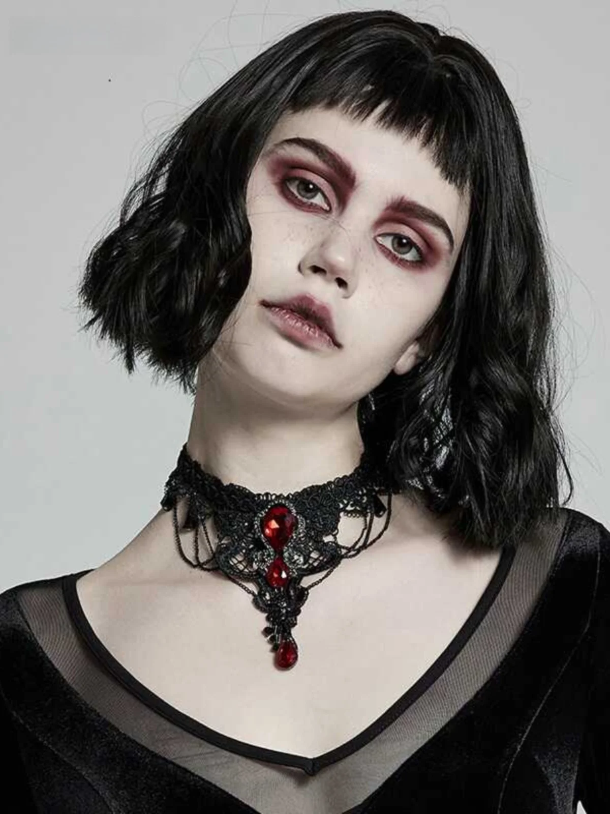 Gothic Red Gemstone Necklace Pendant Women's Lace Splicing Adjustable Collar Jewelry Accessory by PUNK RAVE
Gothic Red Gemstone Necklace Pendant Women's Lace Splicing Adjustable Collar Jewelry Accessory by PUNK RAVE