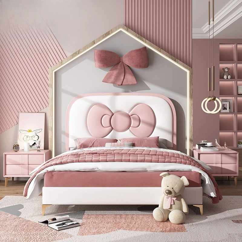 Children's bed girl single bed 1.5m girl bedroom sister soft bag
Children's bed girl single bed 1.5m girl bedroom sister soft bag