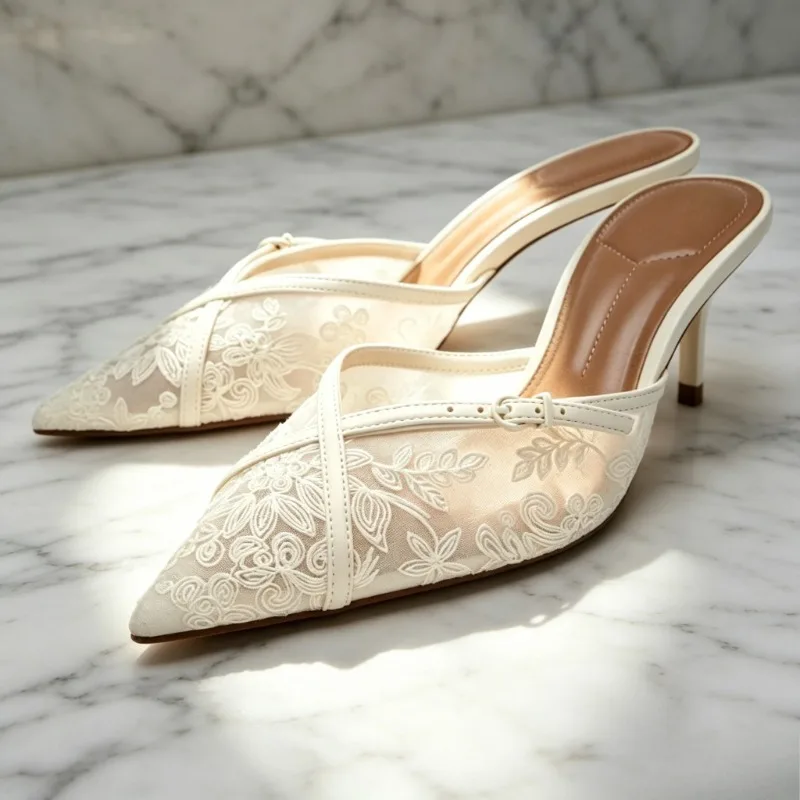 Elegant Mesh Embroidered Sandals Women Pointed-toe Cross-buckle High Heels for Ladies Fashion Banquet Dress Shoes Zapatos Mujer
Elegant Mesh Embroidered Sandals Women Pointed-toe Cross-buckle High Heels for Ladies Fashion Banquet Dress Shoes Zapatos Mujer
