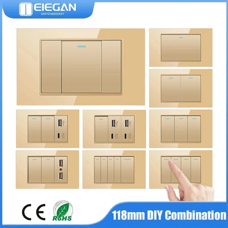 G18 EU BR US Standard 1/2/3/4/5 Gang 2/3 way wall light switch 20A USB tempered glass panel button power switch
G18 EU BR US Standard 1/2/3/4/5 Gang 2/3 way wall light switch 20A USB tempered glass panel button power switch