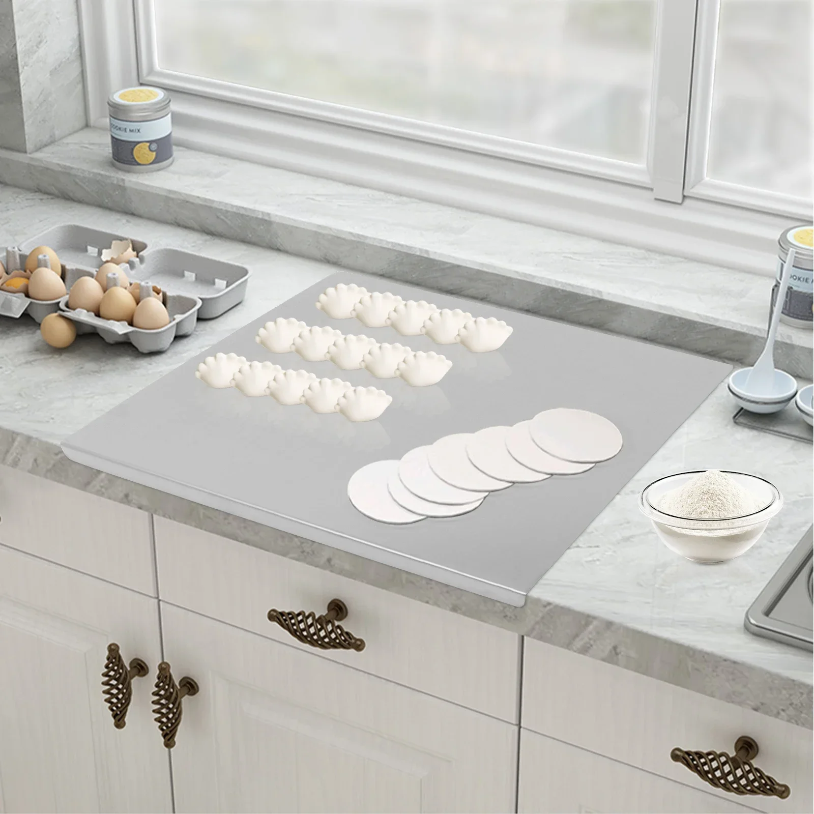201 Stainless Steel Food Tray, 23.6x19.6 In L-Shaped Folding Edge Baking Sheet, Oven Safe Kitchen Cooking Accessory
201 Stainless Steel Food Tray, 23.6x19.6 In L-Shaped Folding Edge Baking Sheet, Oven Safe Kitchen Cooking Accessory