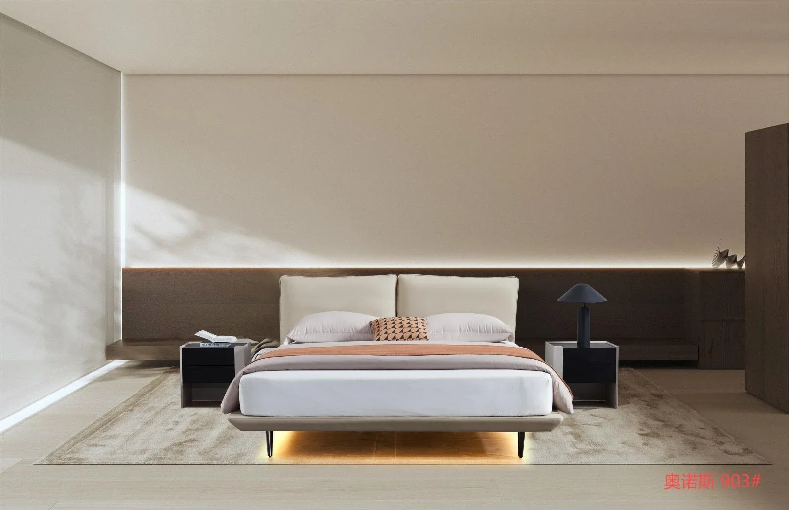 A Modern Simple and Comfortable Soft Double Bed COZMO Wooden Synthetic Leather Bed Normal 2 Step Bed Nordic Style 180x200 903
A Modern Simple and Comfortable Soft Double Bed COZMO Wooden Synthetic Leather Bed Normal 2 Step Bed Nordic Style 180x200 903