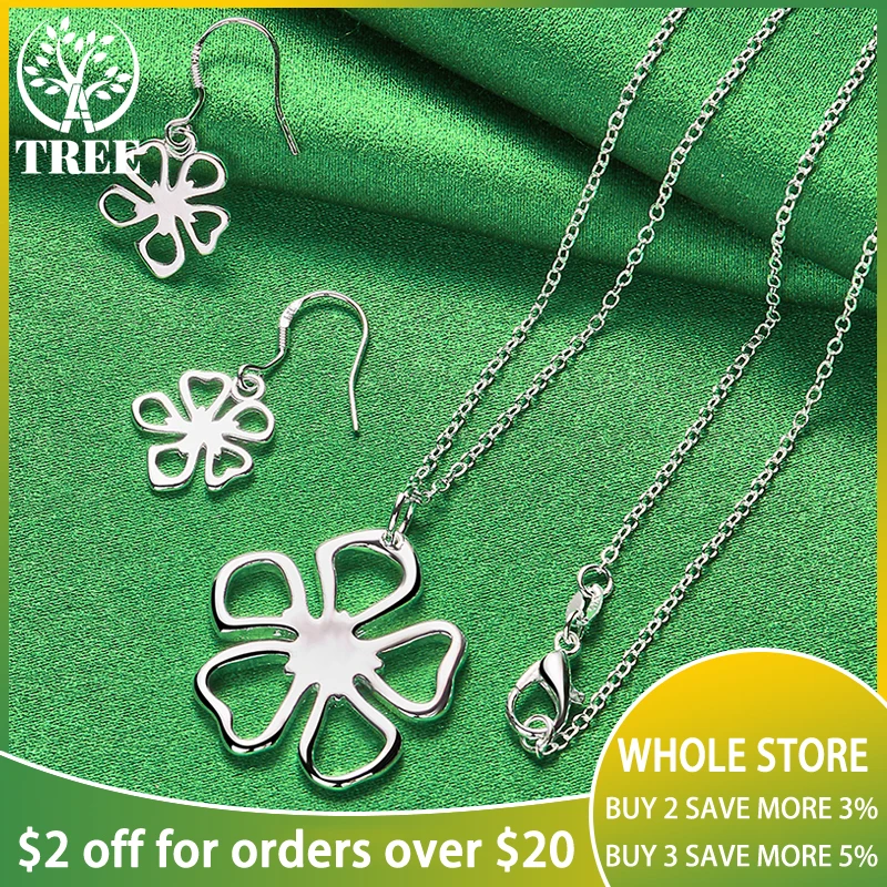 ALITREE 2pcs 925 Sterling Silver Jewelry Set For Women Flower Pendant Necklace Earring Lady Birthday Engagement Wedding Gift
ALITREE 2pcs 925 Sterling Silver Jewelry Set For Women Flower Pendant Necklace Earring Lady Birthday Engagement Wedding Gift