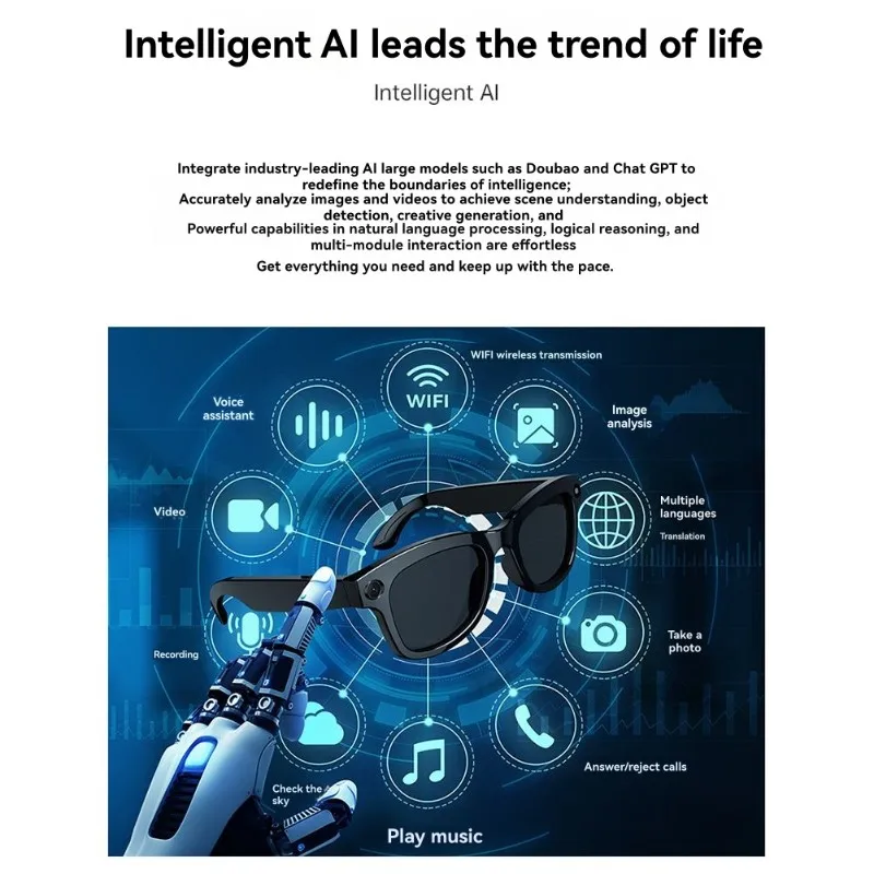 ABMF-AI Glasses-Black& Transparent Design, Call Function, Video Recording, Translation Support, HD Anti-Shake Technology
ABMF-AI Glasses-Black& Transparent Design, Call Function, Video Recording, Translation Support, HD Anti-Shake Technology