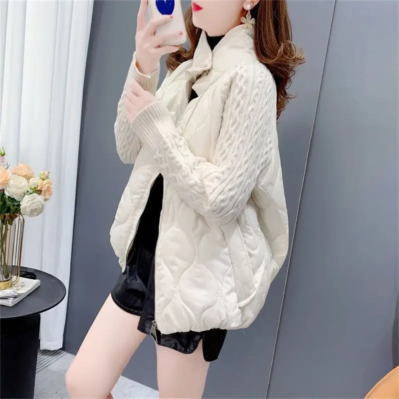 2024 Spring and Autumn New Women's Knitted Sweater Splicing Jacket Loose Stand Up Collar Jacket
2024 Spring and Autumn New Women's Knitted Sweater Splicing Jacket Loose Stand Up Collar Jacket