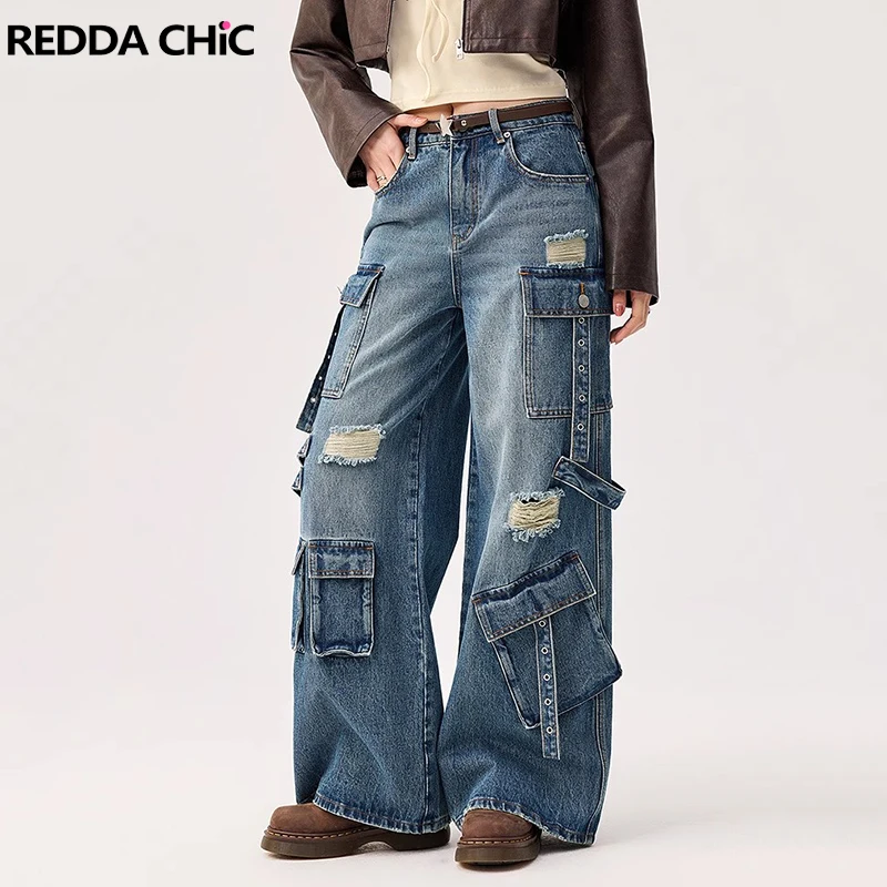 REDDACHiC Мешковатые джинсы с рваными дырками, свободные повседневные брюки с несколькими карманами и низкой талией, широкие брюки, женские брюки, уличная одежда в стиле хип-хоп, ретро
REDDACHiC Мешковатые джинсы с рваными дырками, свободные повседневные брюки с несколькими карманами и низкой талией, широкие брюки, женские брюки, уличная одежда в стиле хип-хоп, ретро
