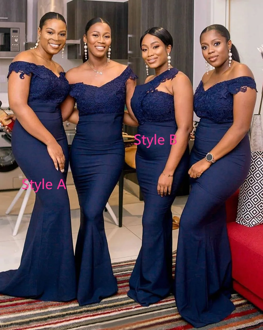 Royal Blue Long Bridesmaid Dresses V Neck Off The Shoulder Applique Lace Wedding Party Gowns Plus Size
Royal Blue Long Bridesmaid Dresses V Neck Off The Shoulder Applique Lace Wedding Party Gowns Plus Size