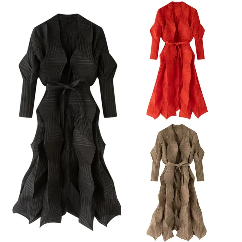 Miyake Autumn New Fashionable Wild Solid Color Trench Coat Pleated Tie Long Coat Women's Casual Cardigan Cape Wrinkle-Free
Miyake Autumn New Fashionable Wild Solid Color Trench Coat Pleated Tie Long Coat Women's Casual Cardigan Cape Wrinkle-Free