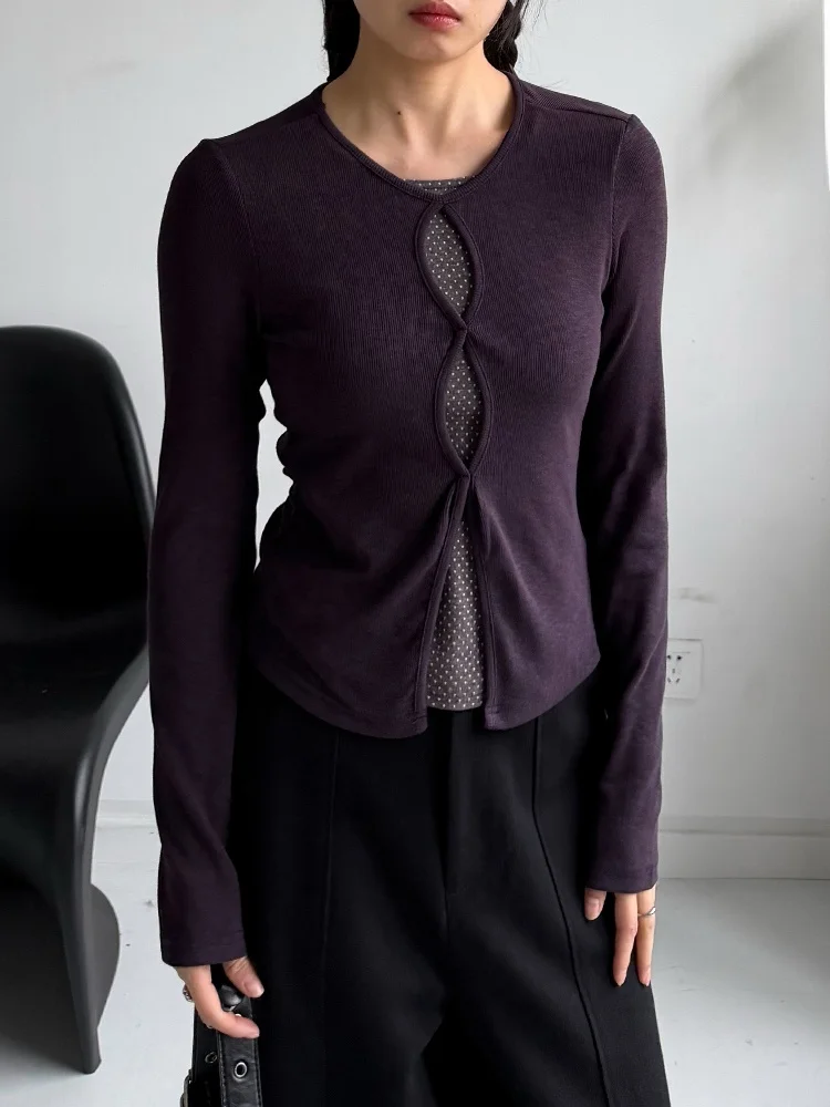 Color Block Polka Dot Long Sleeve Knitted T-Shirt Women's Hollow out Design Slim Fit Casual Style Top Fashion Trend
Color Block Polka Dot Long Sleeve Knitted T-Shirt Women's Hollow out Design Slim Fit Casual Style Top Fashion Trend