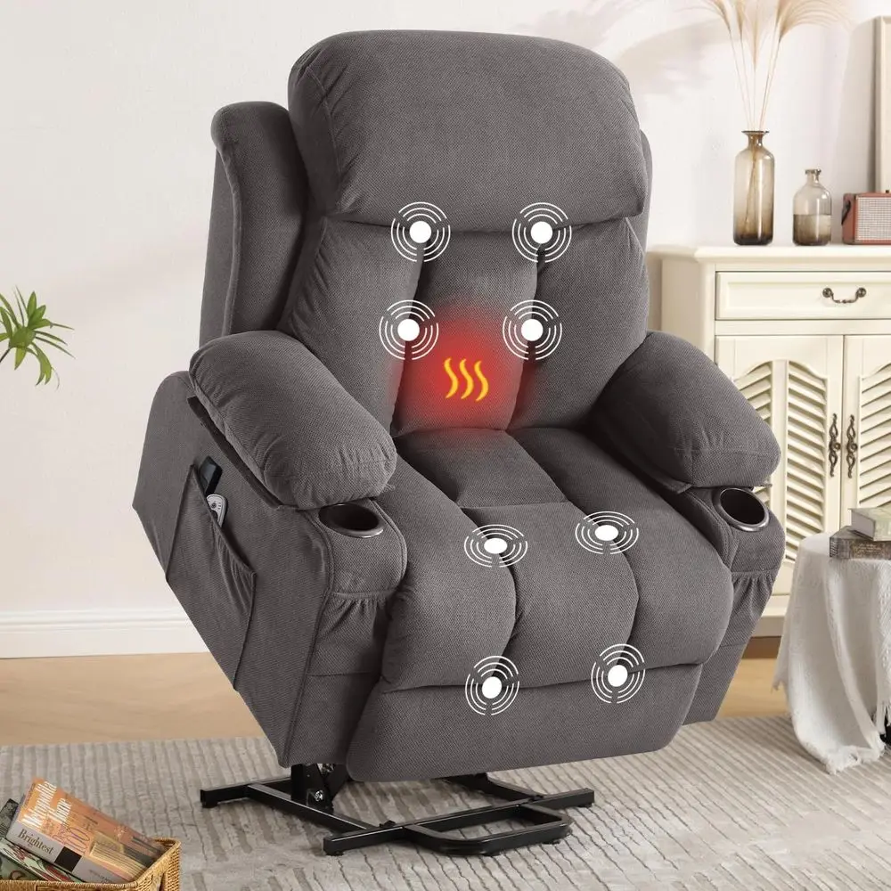 Power Lift Recliner Chair with Massage and Heat for Elderly, Electric Recliner Single Sofa with Two Cup Holders, Extended Footr
Power Lift Recliner Chair with Massage and Heat for Elderly, Electric Recliner Single Sofa with Two Cup Holders, Extended Footr