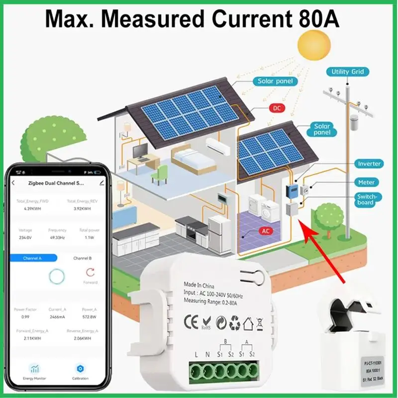 Счетчик энергии Tuya Smart Life Zigbee, двунаправленный, 2-канальный, с зажимом, монитор приложений CT, солнечная энергия, 80 А, 110 В, 240 В переменного тока, прочный
Счетчик энергии Tuya Smart Life Zigbee, двунаправленный, 2-канальный, с зажимом, монитор приложений CT, солнечная энергия, 80 А, 110 В, 240 В переменного тока, прочный