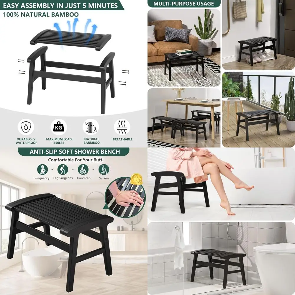 Durable Bamboo Shower Bench with Large Non-Slip Surface for Elderly and Disabled, Supports 350 lbs, Ideal for Bathroom or Living
Durable Bamboo Shower Bench with Large Non-Slip Surface for Elderly and Disabled, Supports 350 lbs, Ideal for Bathroom or Living