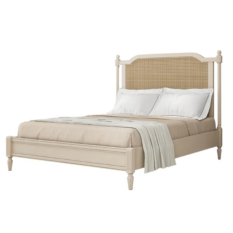 Nordic rattan bed white solid wood bed French 1.8m double bed B & B wabi sabi retro style log bedroom furniture
Nordic rattan bed white solid wood bed French 1.8m double bed B & B wabi sabi retro style log bedroom furniture