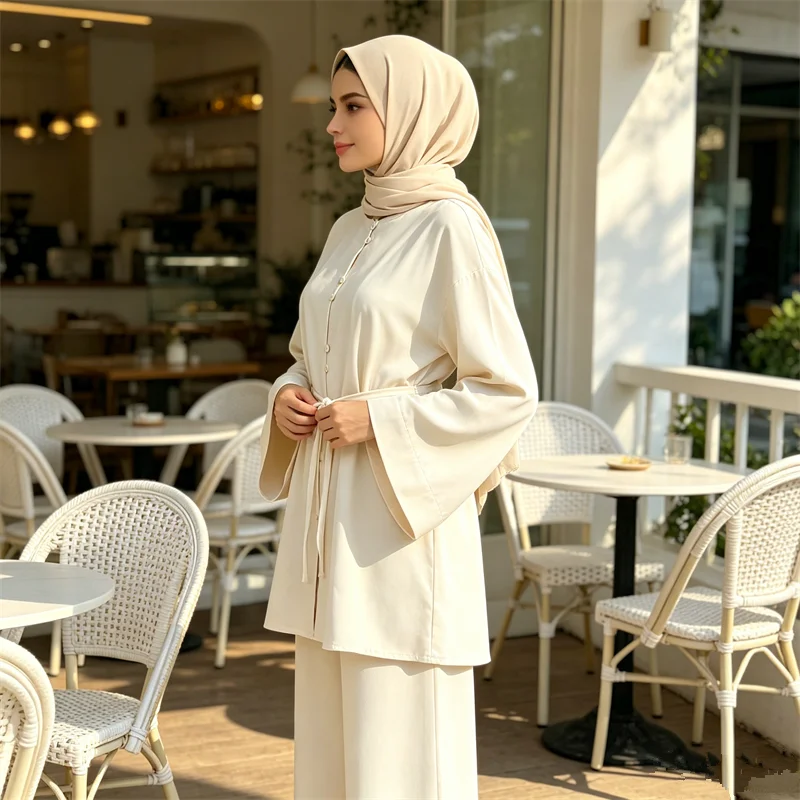 Casual Women Tops and Pants Muslim Set Dubai Abaya Kaftan Islam Clothing Modest Tracksuit Co Ord Suit Femme Musulmane Ensembles
Casual Women Tops and Pants Muslim Set Dubai Abaya Kaftan Islam Clothing Modest Tracksuit Co Ord Suit Femme Musulmane Ensembles