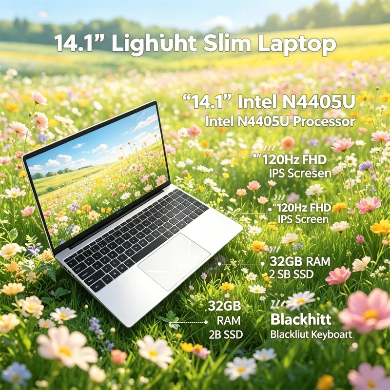 14.1 Inch Lightweight Slim Laptop 120Hz FHD IPS Screen Intel 4405U 32GB RAM 2TB SSD Functional Backlit Keyboard
14.1 Inch Lightweight Slim Laptop 120Hz FHD IPS Screen Intel 4405U 32GB RAM 2TB SSD Functional Backlit Keyboard