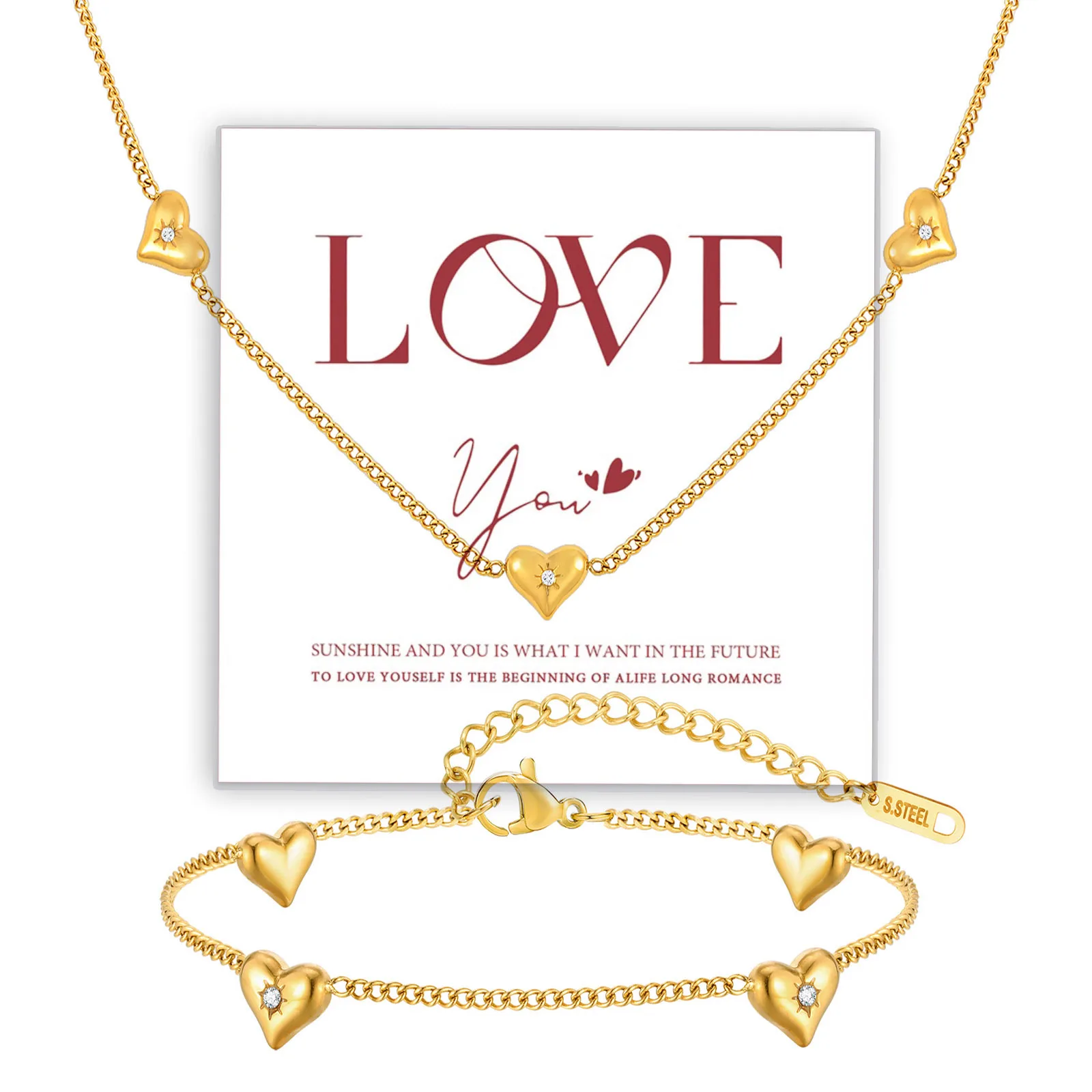 Zirconia Heart Love Necklaces for Women, Gold Plated Bead Chain Necklace, Waterproof Stainless Steel Gift
Zirconia Heart Love Necklaces for Women, Gold Plated Bead Chain Necklace, Waterproof Stainless Steel Gift