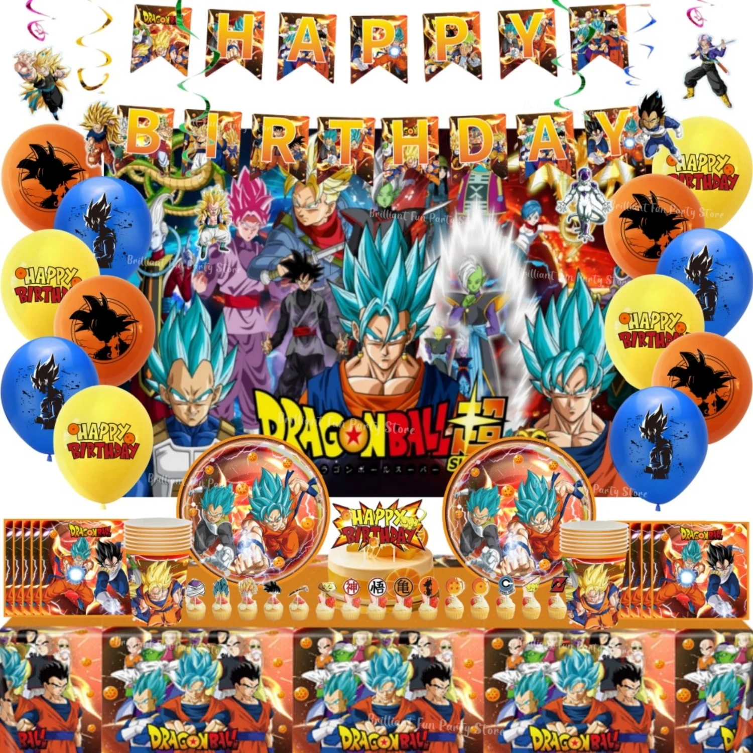 97Pcs Dragon Ball Birthday Party Decoration Set for Kids Boys - Balloon Cup Plate Tablecloth Napkins Cake Topper Banner Supplies
97Pcs Dragon Ball Birthday Party Decoration Set for Kids Boys - Balloon Cup Plate Tablecloth Napkins Cake Topper Banner Supplies