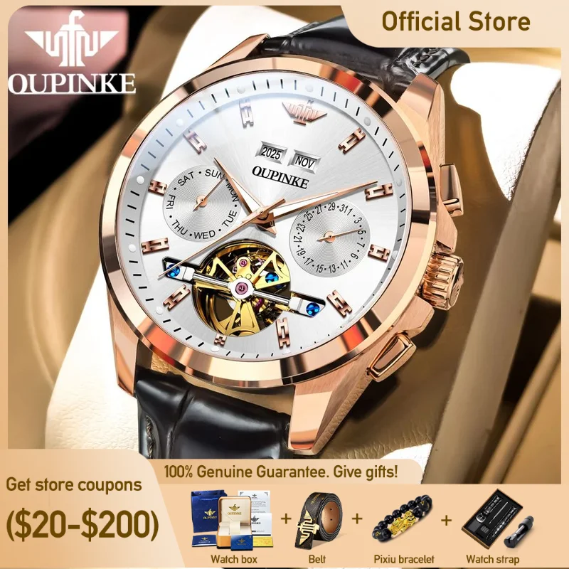 OUPINKE 3291 Men Watch Luxury Automatic Mechanical Watch 50M Waterproof Sapphire Mirror Perpetual Calendar Watch With Box
OUPINKE 3291 Men Watch Luxury Automatic Mechanical Watch 50M Waterproof Sapphire Mirror Perpetual Calendar Watch With Box